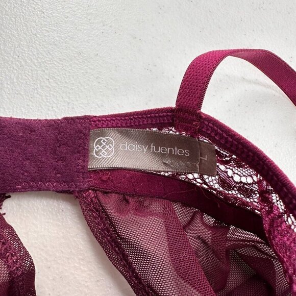 Daisy Fuentes Sheer Lace L Babydoll Nightgown Lingerie Plum Adjustable Purple - Picture 5 of 9